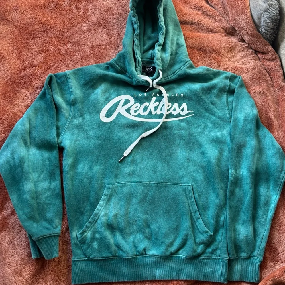 Young & Reckless Teal Tie Dye Hoodie Size Small Los Angeles Reckless